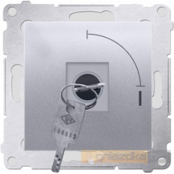 Łącznik na kluczyk jednobiegunowy 2 pozycyjny 0-1 srebrny mat Simon 54 Premium