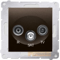 Gniazdo R-TV-SAT przelotowe brąz mat Simon 54 Premium