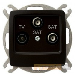 Gniazdo RTV-SAT z dwoma wyjściami SAT czekoladowy metal Karo Ospel