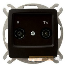 Gniazdo RTV przelotowe ZAP-10-dB czekoladowy metal Karo Ospel