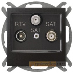 Gniazdo RTV-SAT z dwoma wyjściami SAT antracyt Impresja Ospel