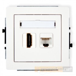 Gniazdo HDMI + RJ45 komputerowe kat. 5e biały Karlik Deco