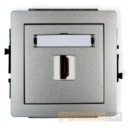 Gniazdo pojedyncze HDMI srebrny metalik Karlik Deco