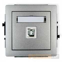 Gniazdo USB-AB pojedyncze srebrny metalik Karlik Deco