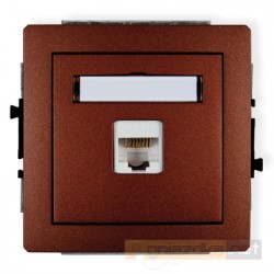 Gniazdo komputerowe pojedyncze 1xRJ45 kat. 6 brązowy metalik Karlik Deco