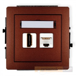 Gniazdo HDMI + RJ45 komputerowe kat. 5e brązowy metalik Karlik Deco