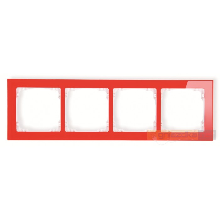 Ramka uniwersalna 4-krotna - efekt szkła (czerwona/biały) czerwony Karlik Deco