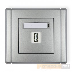 Gniazdo pojedyncze USB-AA srebrny metalik Karlik Flexi