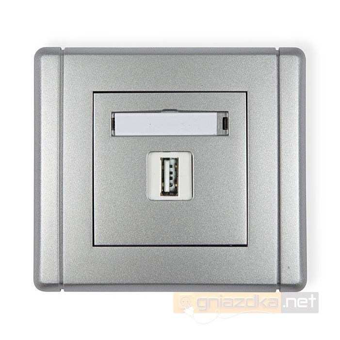 Gniazdo pojedyncze USB-AA srebrny metalik Karlik Flexi