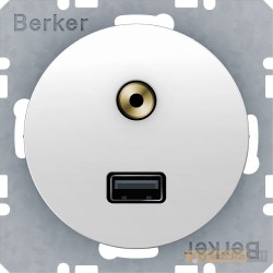 Gniazdo USB / 3.5 mm Audio biały połysk Berker R.1/R3