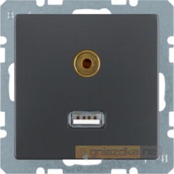Gniazdo USB / 3.5 mm Audio antracyt, aksamit Berker Q.1/Q.3