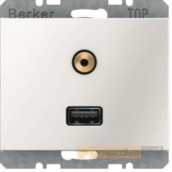 Gniazdo USB / 3.5 mm Audio śnieżnobiały Berker K.1