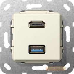 HDMI USB A przelotka kremowy Gira System 55