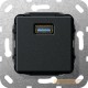 USB 3.0 A przelotka czarny mat Gira System 55