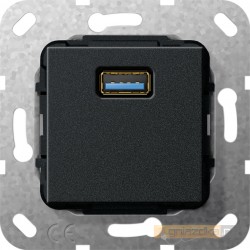 USB 3.0 A przelotka czarny mat Gira System 55
