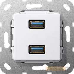 USB 3.0 A podwójne przelotka biały Gira System 55