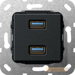 USB 3.0 A podwójne przelotka czarny mat Gira System 55