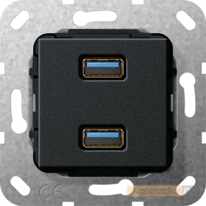 USB 3.0 A podwójne przelotka czarny mat Gira System 55